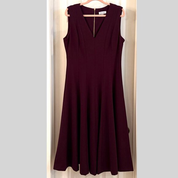Calvin Klein Dresses & Skirts - Calvin Klein V-Neck Midi Dress | Size 12 | Plum